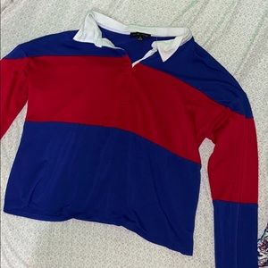 Red and Blue cropped polo